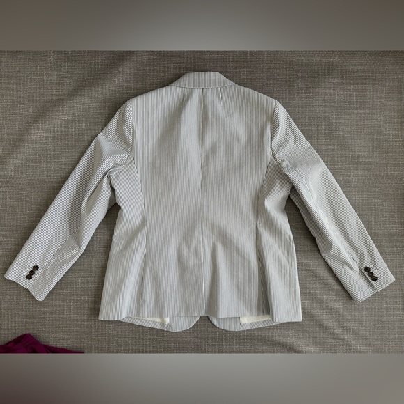 J.Crew 365 Women’s Striped Blazer Size 16 Blue White Lined Cotton Stretch - Picture 4 of 15